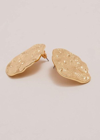 Phase Eight Gold Large Textured Circle Stud Jewellery Gold Canada | DIVWNB-706